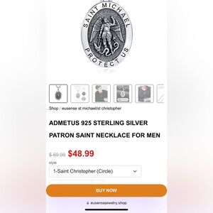 Admetus 925 Sterling Silver Saint Michael Necklace